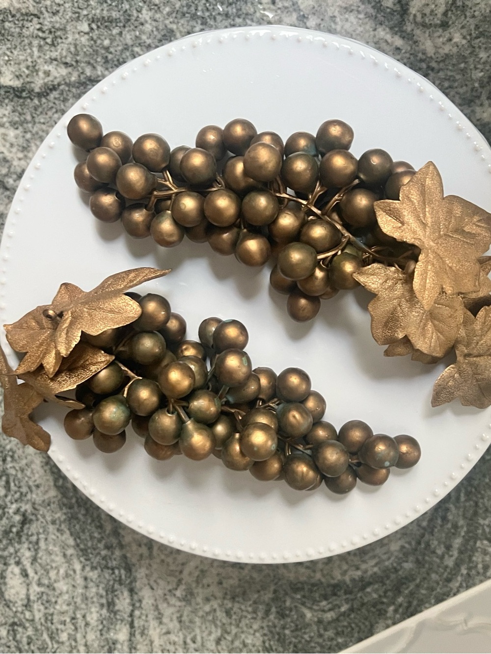 Vintage Decorative Gold Grapevine Clusters - Set of 2